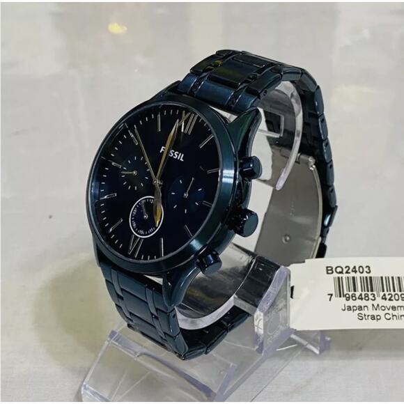 Fossil BQ2403 Fenmore Multifunction Navy Stainless Steel Watch BQM2403 - Picture 4 of 6